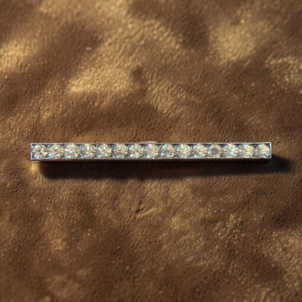 Art Deco Rhinestone Bar Brooch Sparkling Crystal Flapper Glam Pin